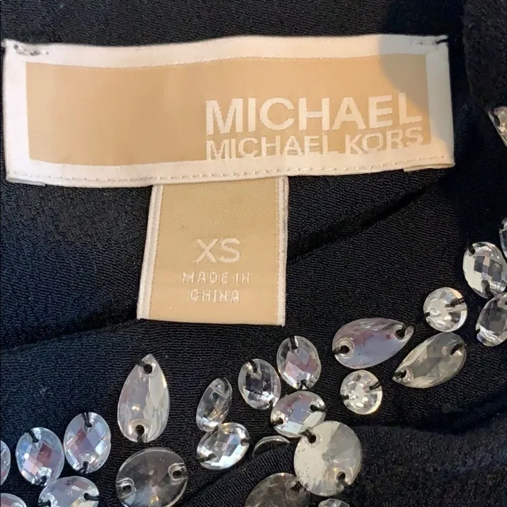 Michael Kors black jewel embellished event top